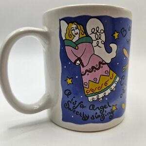 Vintage ABC Christmas Angel‎ Dove Bells Candy Mug Holiday Alphabet Ceramic